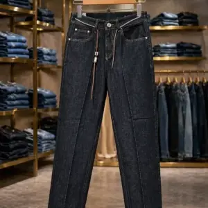 Men’s Solid Dark Wash Denim Jeans – Straight Fit Black Blue