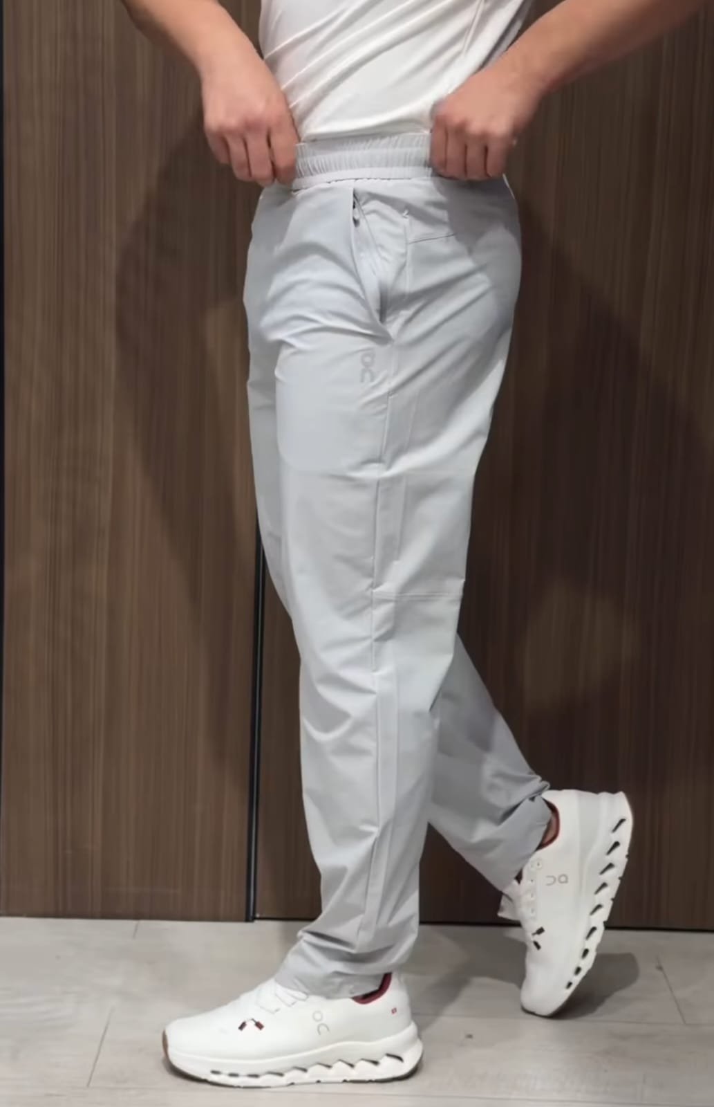 Ice Grey Elastic Waist Trousers