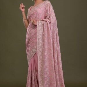 Pink Stonework Art Silk Designer Saree