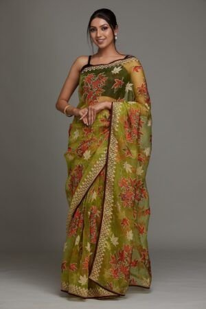 Mehendi Georgette Designer Saree