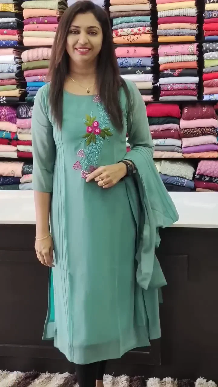 Sea Green Embroidered Kurta for Women