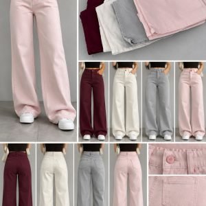 Blush Pink High-Waist Wide-Leg Jeans
