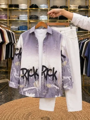 Men's Graphic Tee & White Denim Combo – Contemporary Casual Essentials